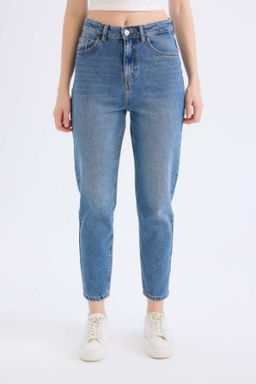 Lina Lina Mom Fit Normal Bel Duz Paca Jean Kar Y?kamal? Pantolon