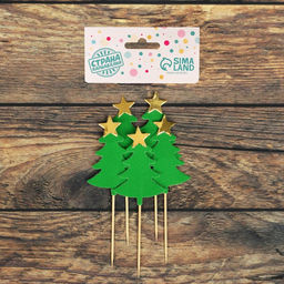 Шпажки Ёлочка со звездой, набор 5 шт., цвет зелёный - Страна карнавалия фото 2