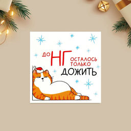 Цена за 10 шт. Открытка-мини новогодняя До НГ осталось только дожить, 7?7 см