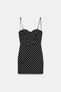 VESTIDO MINI TIRANTES LUNARES / Negro / Blanco - Zara фото 4