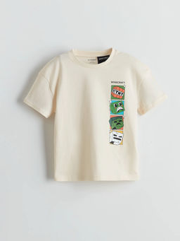 Bisiklet Yaka Minecraft Bask?l? Erkek ?ocuk Ti??rt