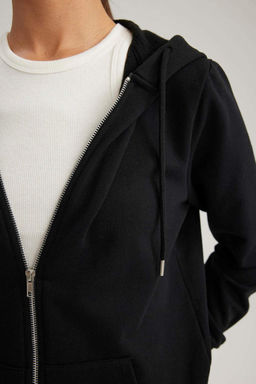 Толстовка обычного кроя на молнии с капюшоном - Defacto фото 5