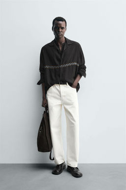 GEOMETRIC EMBROIDERY FLOWING SHIRT