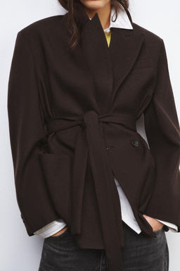 ZW COLLECTION LIMITED EDITION 100% WOOL BELTED BLAZER - Zara фото 10