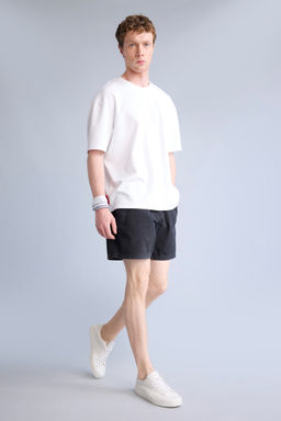 %100 Pamuk Relaxed Fit Bermuda Jean _ort - Defacto фото 3
