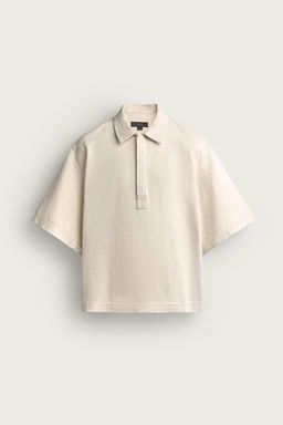 CAMISA POLO BOXY FIT RAYAS / Crudo - Zara фото 6