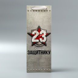Пакет подарочный ламинированный под бутылку, упаковка, «С 23 февраля», 13×35×10 см