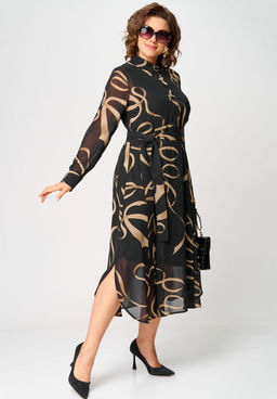 Платье EVA GRANT 7303 черный с принтом