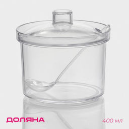 Ёмкость для специй с ложкой Доляна, 400 мл, 10.5×10 см, пластик, прозрачная