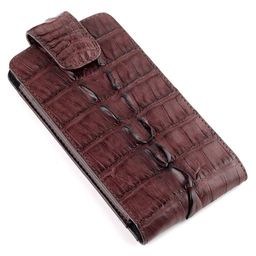 Чехол Sefaro для смартфона из кожи крокодила коричневый