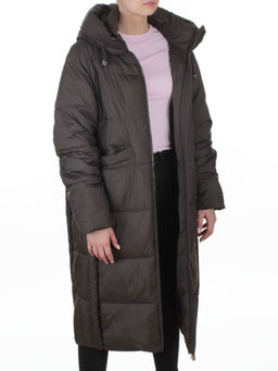 8891 GRAY/BROWN Пальто зимнее женское (200 гр. холлофайбер)