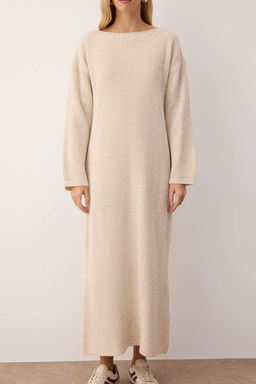 Tas Duz Maxi Basic Oversize Kay?k Yaka Triko Uzun Elbise TWOAW26EL00151 - Trendyolmilla фото 3