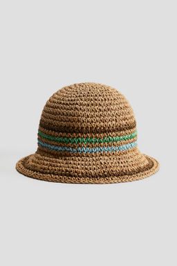 Sombrero de paja efecto crochet