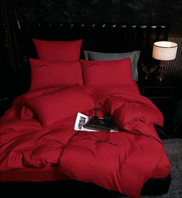 КПБ Candies однотонный с вышивкой на резинке по кругу CANOVR023 Евро