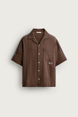 CAMISA BANDAS BORDADO CONTRASTE / Marr?n - Zara фото 7