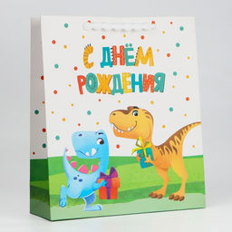 Пакет ламинированный «Динозавр: С днём рождения», M 26 х 30 х 9 см