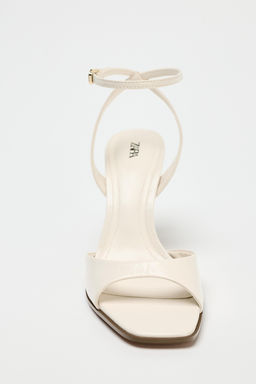PATENT-FINISH HIGH-HEEL SANDALS