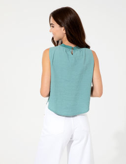 Koyu Mint Comfort Fit Kolsuz Bluz - Pierre cardin фото 5