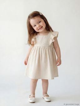 Kare Yaka F?rf?r Detayl? K?z Bebek Elbise