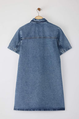 TRENDYOLMILLA Mavi Cep Detayl? Oversize Mini Denim Gomlek Elbise TWOSS22EL3022 фото 8