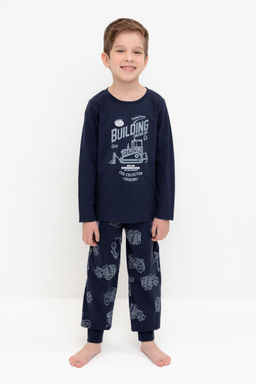 К 1606/морской синий,дорожная техника пижама д/дет яс