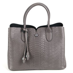 Женская кожаная сумка тоут под змею 5321-220 Грей