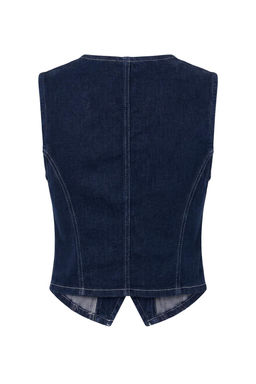 Koyu Mavi Az Esnek Fitted Denim Yelek TWOAW27YE00025