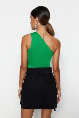 Yesil Asimetrik Yaka Cut Out Detayl? Esnek C?tc?tl? Orme Body TWOSS23BD00014