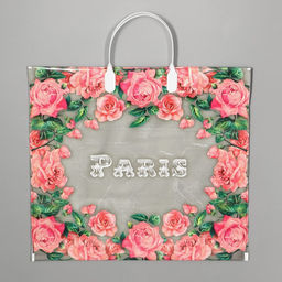 Цена за 10 шт. Пакет «Сады Парижа», полиэтиленовый с пластиковой ручкой, 37×34 см, 80 мкм
