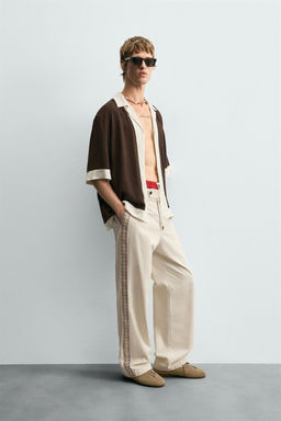 VISCOSE/LINEN COLOUR BLOCK SHIRT - Zara фото 4