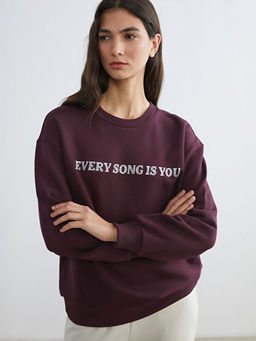 Bisiklet Yaka Ta?l? Kad?n Sweatshirt