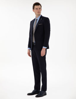 Lacivert Extra Slim Fit _izgili Y_nl_ Tak_m Elbise