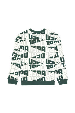 Erkek _ocuk Koyu Ye_il Bisiklet Yaka Sweatshirt