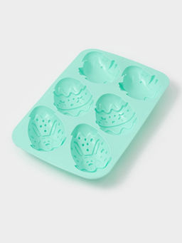 Форма для выпечки Доляна Пасхальный кролик, силикон, 27?17 см, 6 ячеек, бирюзовая  фото 3