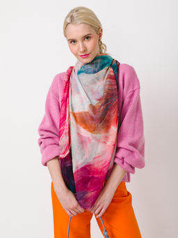 Большой, мягкий, тонкий и очень нежный двусторонний палантин с рисунком в стиле арт-деко - Tantino фото 5