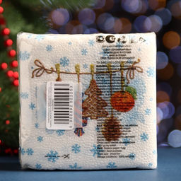 Цена за 4 шт. Салфетки новогодние бумажные Гармония цвета Тесемочка подарков, 24?24 см, 50 шт.