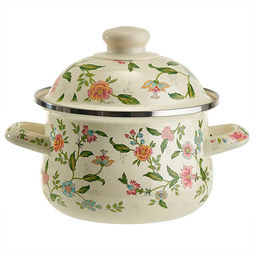 MetaLLoni EM-1504 Кастрюля эмалированная с эмалированной крышкой 1,5 л,d=16см,"Прованс"(6)