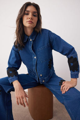 Mavi Nak?s Detayl? Oversize Denim Ceket TWOAW26CE00024