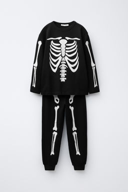 6-14 YEARS/ GLOW-IN-THE-DARK SKELETON PYJAMAS