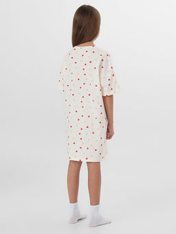 Сорочка ночная для девочек бежевая с принтом в сердечко - Mark formelle фото 2