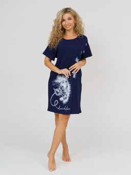 752 Футболка-туника "т.синий одуванчик"