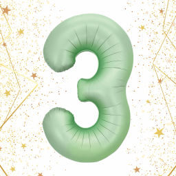 Шар фольгированный 32/81см "Цифра "3" (зеленый)