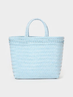 Сумка плетёная, 30×15×35 см, пластик, бело-голубая