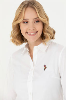 Женская белая базовая рубашка с длинным рукавом - U.s. polo assn фото 2