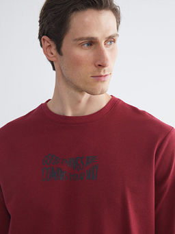 Bisiklet Yaka Bask?l? Erkek Sweatshirt