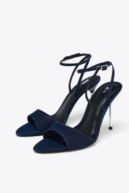 HIGH-HEELED DENIM SANDALS - Zara фото 14