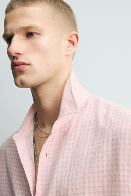 CAMISA FLUIDA CUADROS / Rosa pastel - Zara фото 5