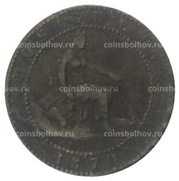Монета 2 сентимо 1870 года Испания