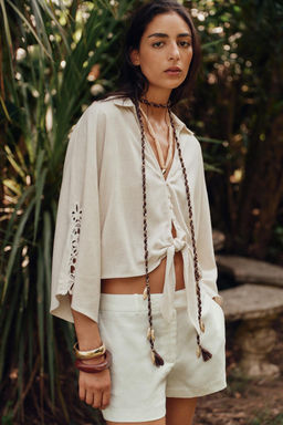 CROCHET TRIM KNOT SHIRT - Zara фото 2