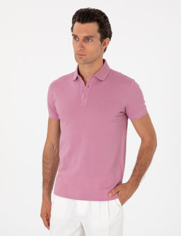 Koyu Gri Slim Fit Polo Yaka Pamuklu Basic T-shirt - Cacharel фото 3
